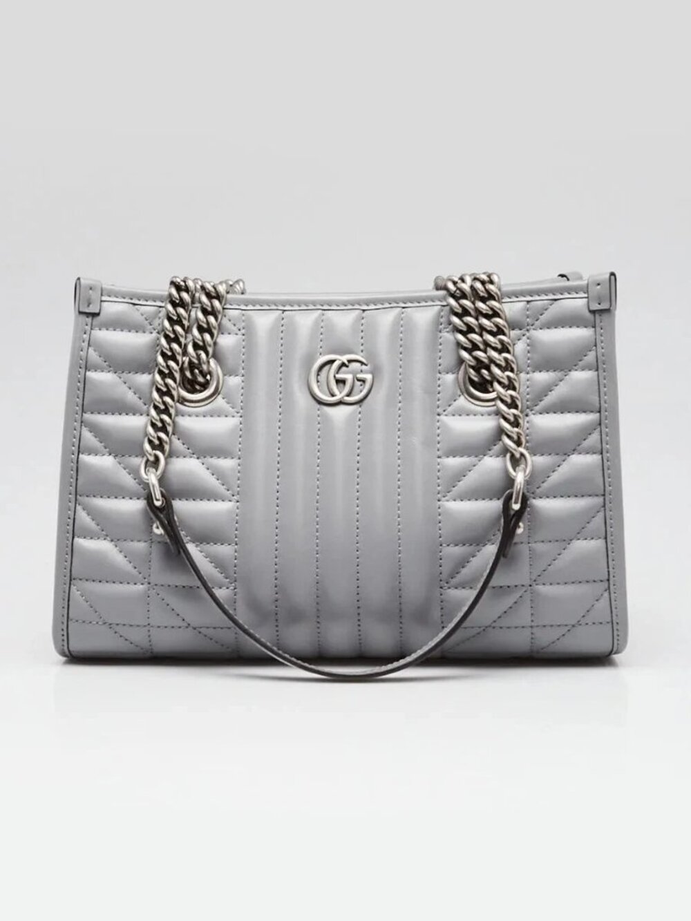 Gucci Grey Quilted Leather Marmont Aria Tote Bag